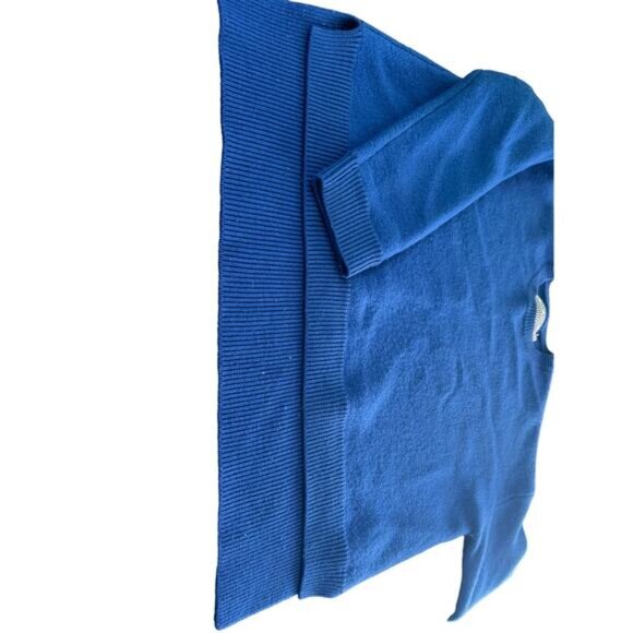 Tory Sport Womens Pullover Crewneck Sweater Rib Trim Knit Blue High Low Medium - Picture 13 of 16